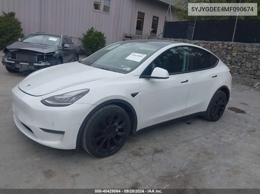 5YJYGDEE4MF090674 2021 Tesla Model Y Long Range Dual Motor All-Wheel Drive