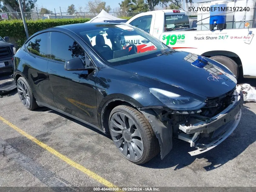 2021 Tesla Model Y VIN: 5YJYGDEF1MF197240 Lot: 40440308