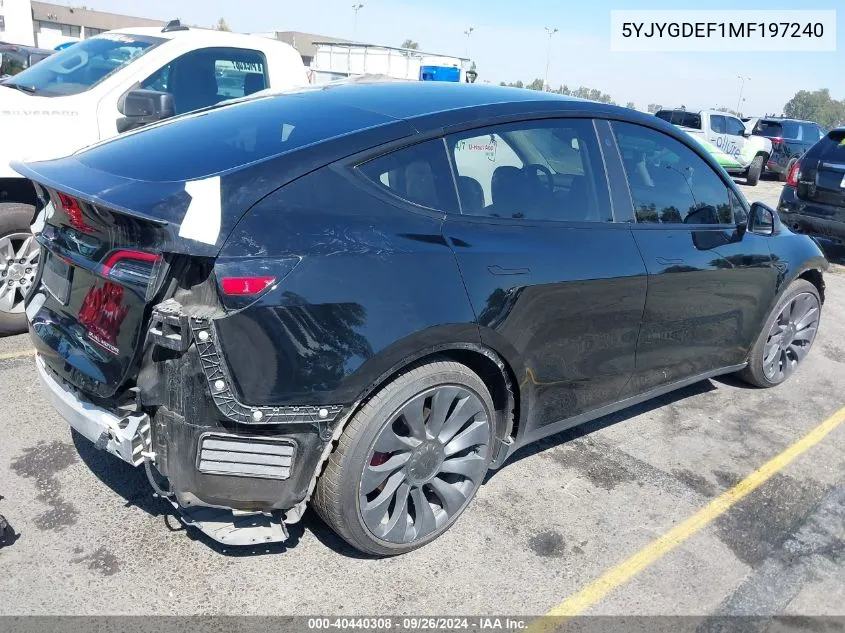 2021 Tesla Model Y VIN: 5YJYGDEF1MF197240 Lot: 40440308