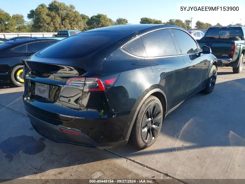 2021 Tesla Model Y Long Range Dual Motor All-Wheel Drive VIN: 5YJYGAEE9MF153900 Lot: 40445154