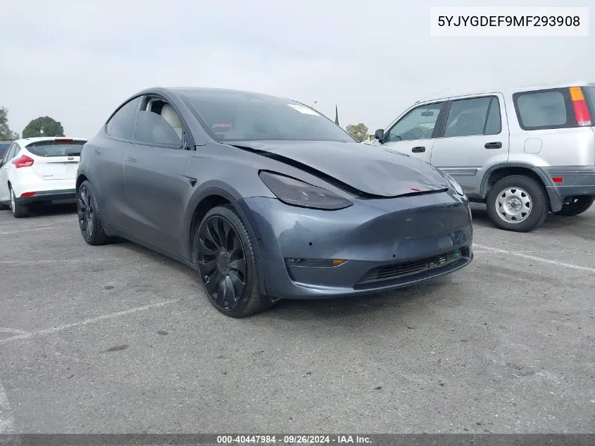 5YJYGDEF9MF293908 2021 Tesla Model Y