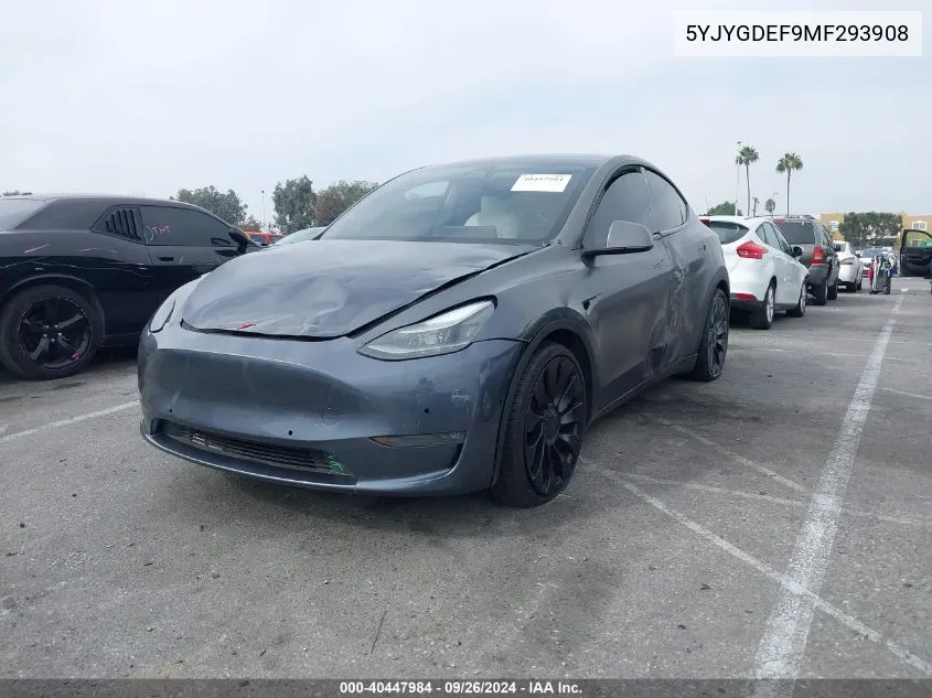 5YJYGDEF9MF293908 2021 Tesla Model Y