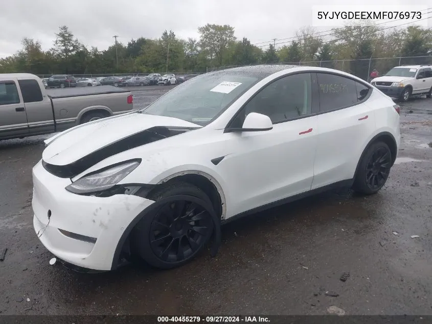 2021 Tesla Model Y Long Range Dual Motor All-Wheel Drive VIN: 5YJYGDEEXMF076973 Lot: 40455279