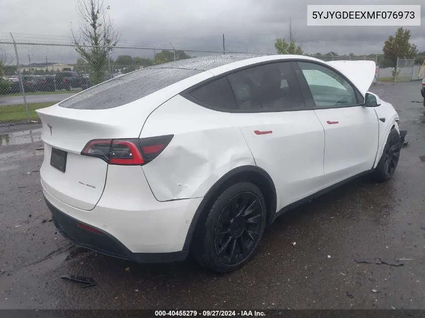 2021 Tesla Model Y Long Range Dual Motor All-Wheel Drive VIN: 5YJYGDEEXMF076973 Lot: 40455279