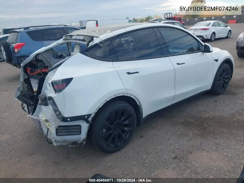 2021 Tesla Model Y Long Range Dual Motor All-Wheel Drive VIN: 5YJYGDEE2MF074246 Lot: 40456971