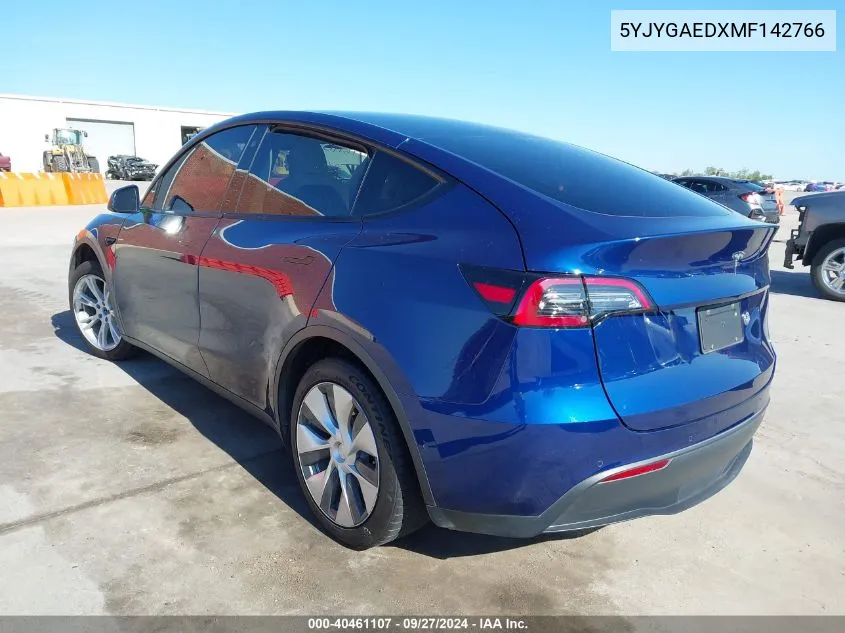 2021 Tesla Model Y Performance Dual Motor All-Wheel Drive/Standard Range Rear-Wheel Drive VIN: 5YJYGAEDXMF142766 Lot: 40461107