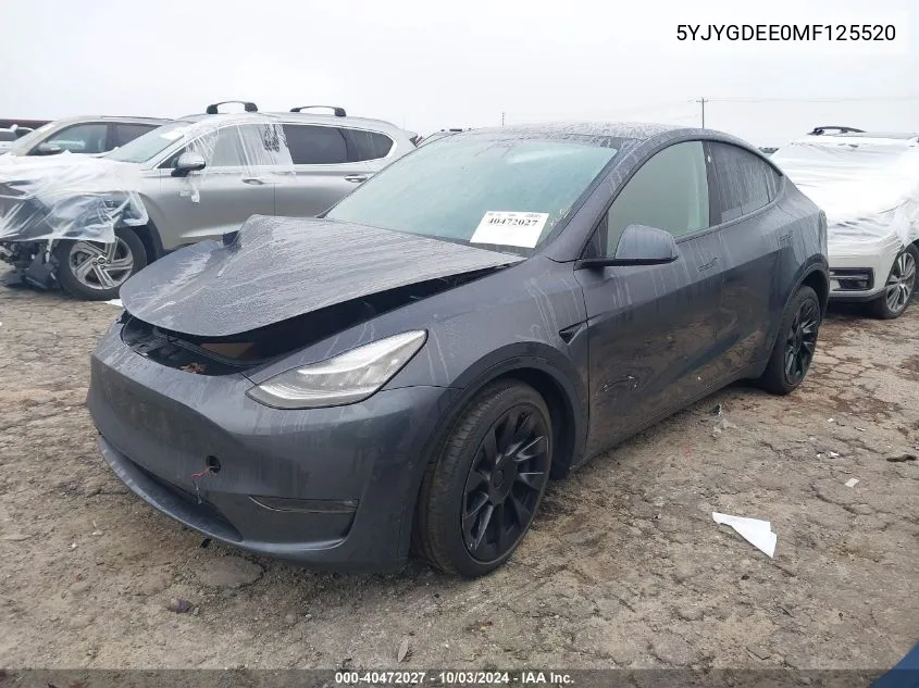 2021 Tesla Model Y Long Range Dual Motor All-Wheel Drive VIN: 5YJYGDEE0MF125520 Lot: 40472027