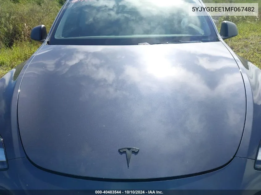 2021 Tesla Model Y Long Range Dual Motor All-Wheel Drive VIN: 5YJYGDEE1MF067482 Lot: 40483544