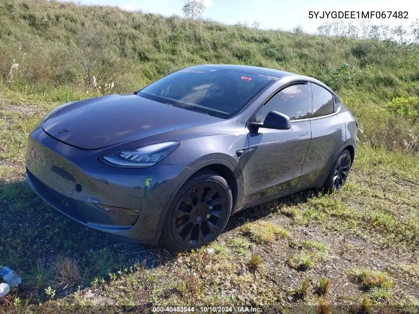 2021 Tesla Model Y Long Range Dual Motor All-Wheel Drive VIN: 5YJYGDEE1MF067482 Lot: 40483544