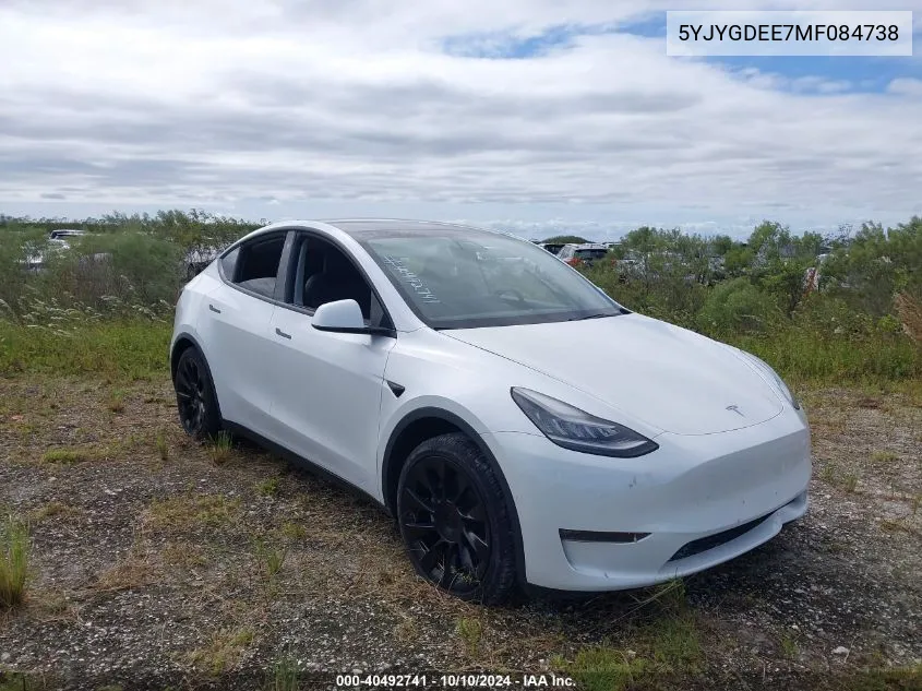 2021 Tesla Model Y VIN: 5YJYGDEE7MF084738 Lot: 40492741