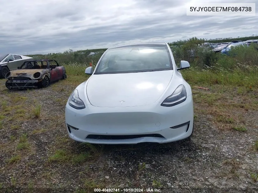 2021 Tesla Model Y VIN: 5YJYGDEE7MF084738 Lot: 40492741