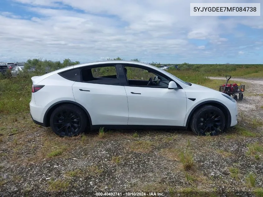 2021 Tesla Model Y VIN: 5YJYGDEE7MF084738 Lot: 40492741