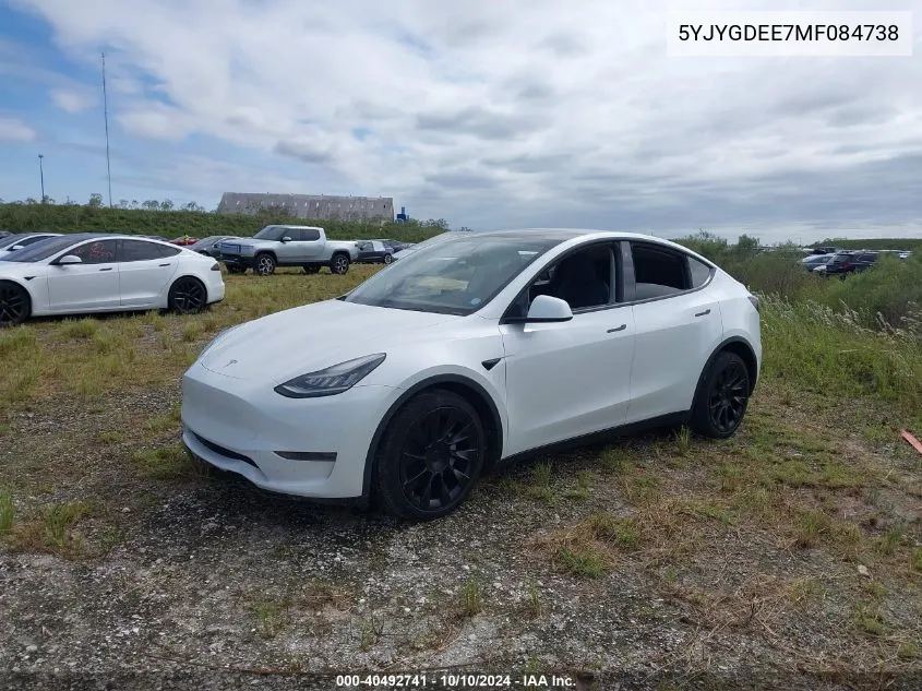 2021 Tesla Model Y VIN: 5YJYGDEE7MF084738 Lot: 40492741