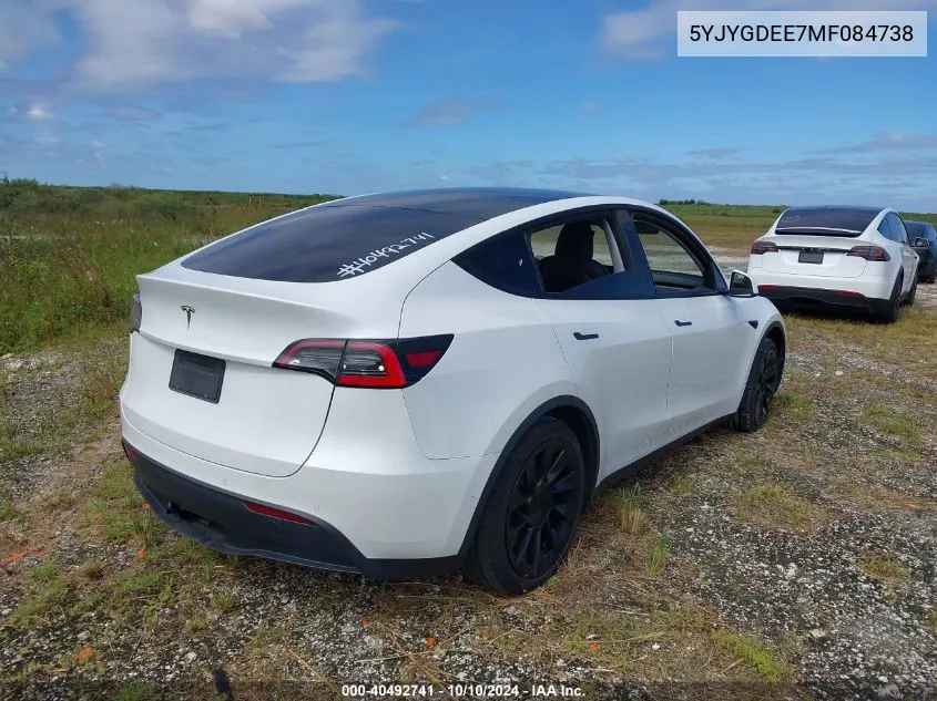 2021 Tesla Model Y VIN: 5YJYGDEE7MF084738 Lot: 40492741