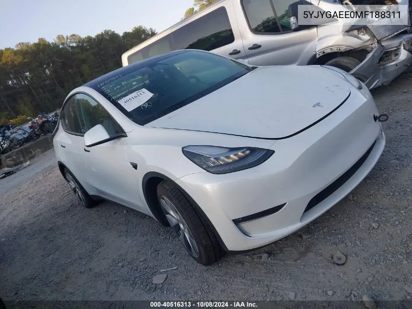 2021 Tesla Model Y Long Range Dual Motor All-Wheel Drive VIN: 5YJYGAEE0MF188311 Lot: 40516313