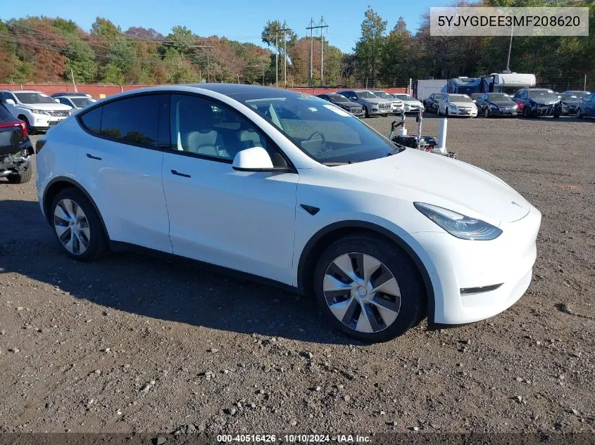 2021 Tesla Model Y Long Range Dual Motor All-Wheel Drive VIN: 5YJYGDEE3MF208620 Lot: 40516426