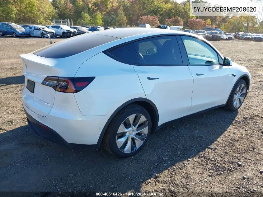 2021 Tesla Model Y Long Range Dual Motor All-Wheel Drive VIN: 5YJYGDEE3MF208620 Lot: 40516426