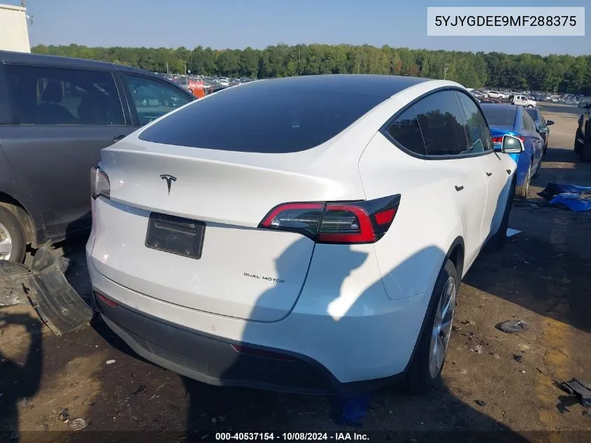 2021 Tesla Model Y VIN: 5YJYGDEE9MF288375 Lot: 40537154