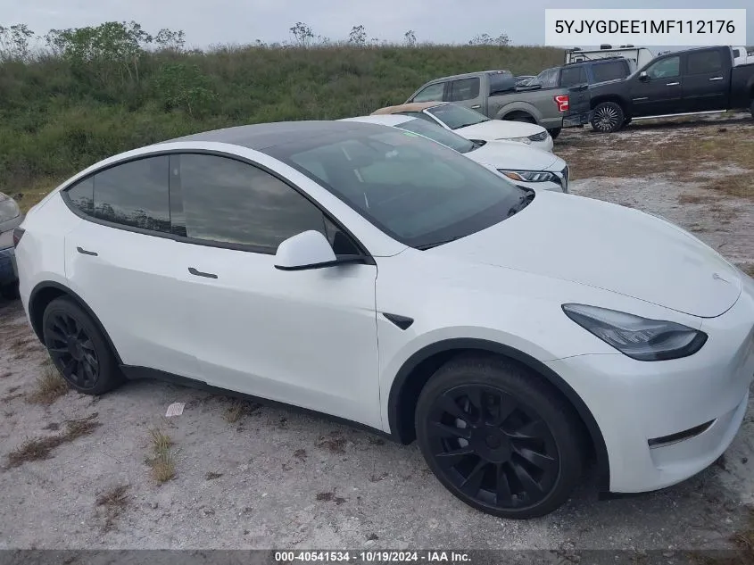 2021 Tesla Model Y Long Range Dual Motor All-Wheel Drive VIN: 5YJYGDEE1MF112176 Lot: 40541534