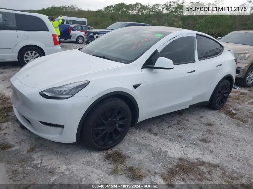 2021 Tesla Model Y Long Range Dual Motor All-Wheel Drive VIN: 5YJYGDEE1MF112176 Lot: 40541534