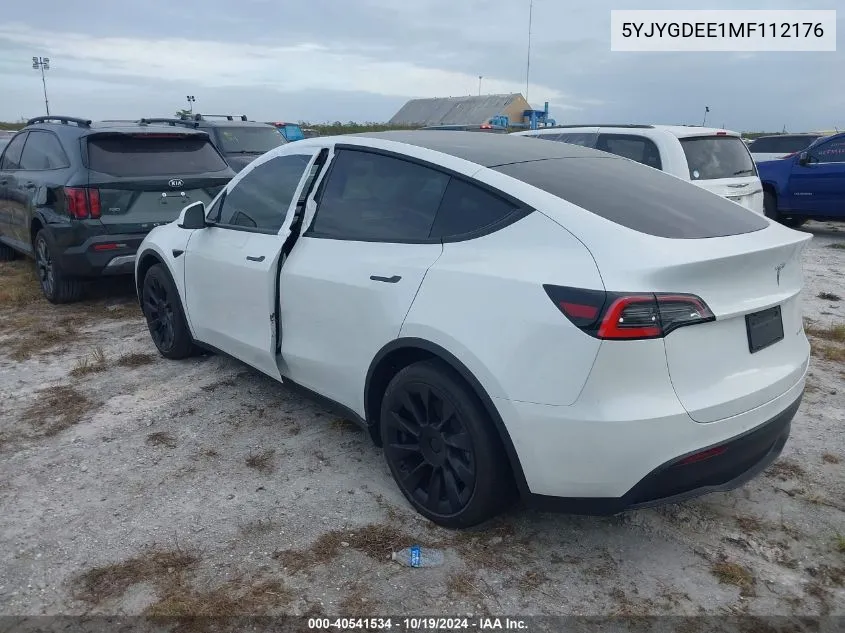 2021 Tesla Model Y Long Range Dual Motor All-Wheel Drive VIN: 5YJYGDEE1MF112176 Lot: 40541534