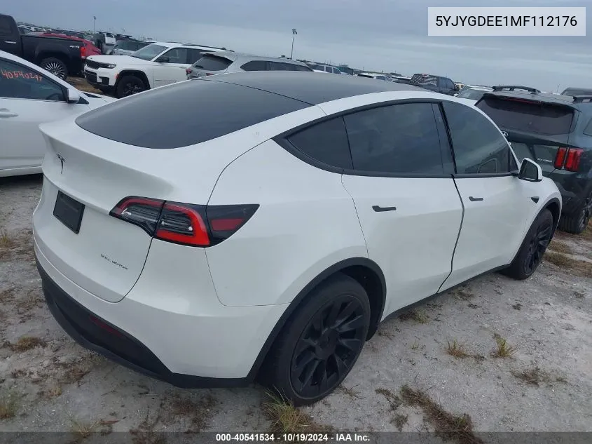 2021 Tesla Model Y Long Range Dual Motor All-Wheel Drive VIN: 5YJYGDEE1MF112176 Lot: 40541534