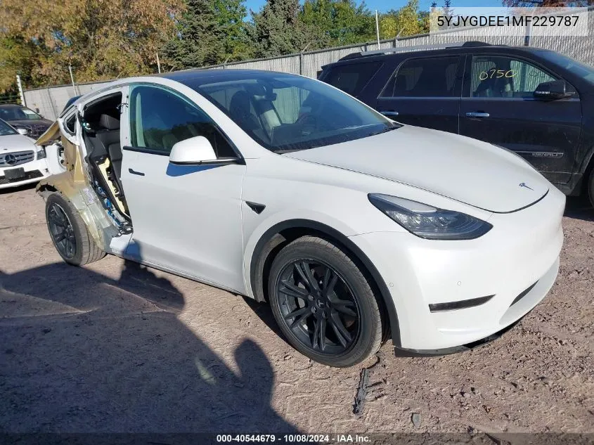 2021 Tesla Model Y VIN: 5YJYGDEE1MF229787 Lot: 40544679