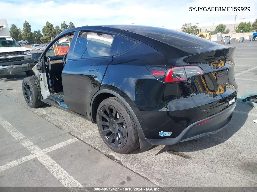 2021 Tesla Model Y Long Range Dual Motor All-Wheel Drive VIN: 5YJYGAEE8MF159929 Lot: 40572427