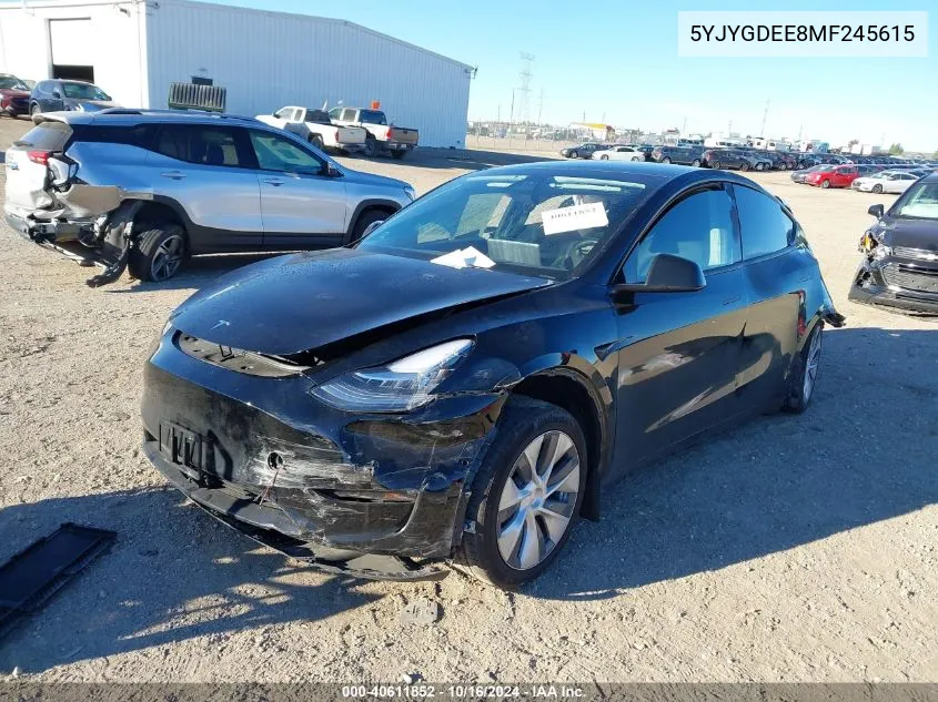 2021 Tesla Model Y Long Range Dual Motor All-Wheel Drive VIN: 5YJYGDEE8MF245615 Lot: 40611852