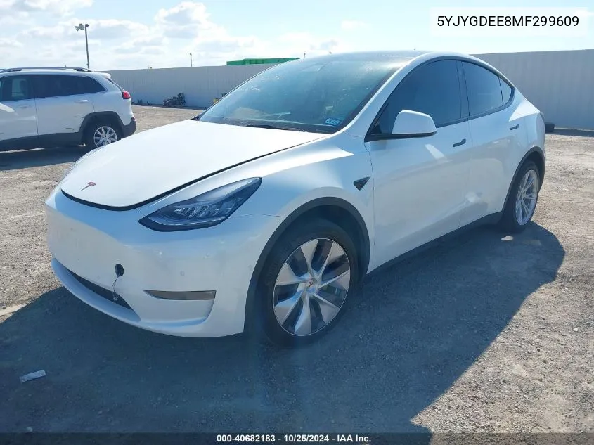 2021 Tesla Model Y Long Range Dual Motor All-Wheel Drive VIN: 5YJYGDEE8MF299609 Lot: 40682183