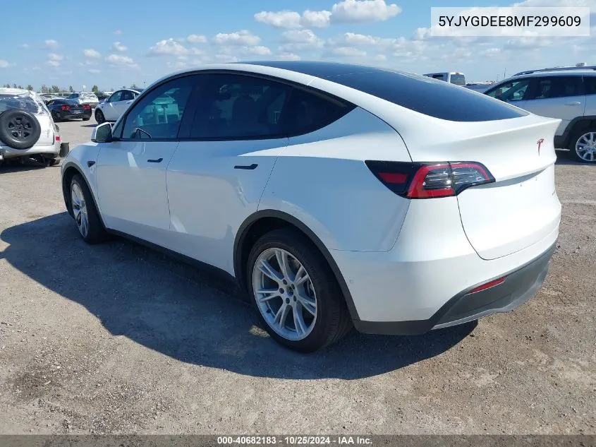 2021 Tesla Model Y Long Range Dual Motor All-Wheel Drive VIN: 5YJYGDEE8MF299609 Lot: 40682183