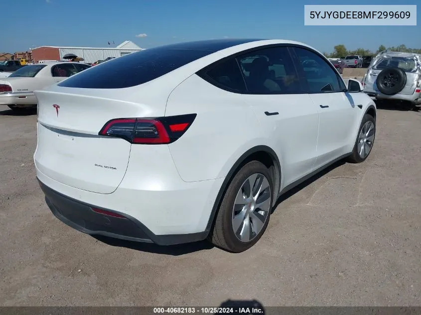 2021 Tesla Model Y Long Range Dual Motor All-Wheel Drive VIN: 5YJYGDEE8MF299609 Lot: 40682183