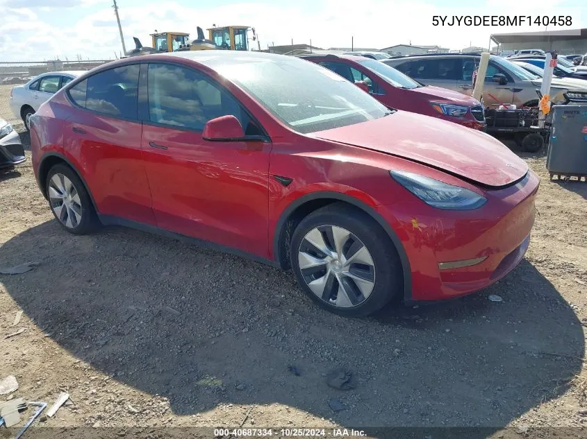 2021 Tesla Model Y Long Range Dual Motor All-Wheel Drive VIN: 5YJYGDEE8MF140458 Lot: 40687334