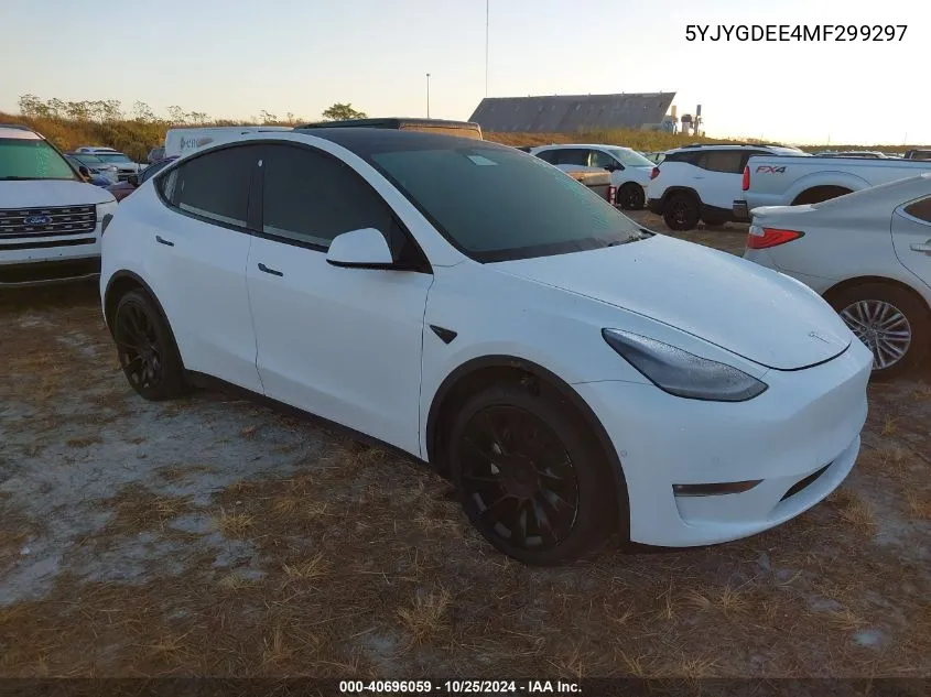 2021 Tesla Model Y Long Range Dual Motor All-Wheel Drive VIN: 5YJYGDEE4MF299297 Lot: 40696059