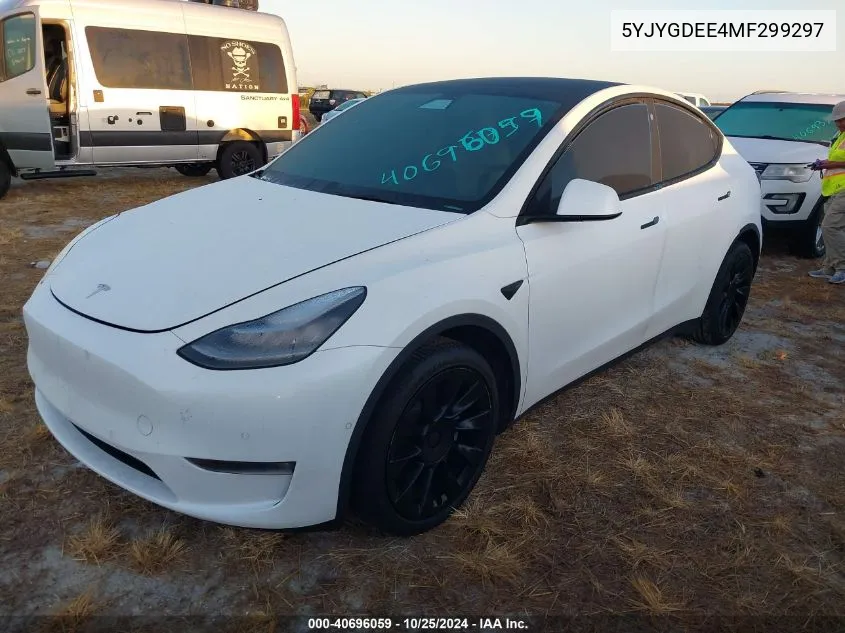 2021 Tesla Model Y Long Range Dual Motor All-Wheel Drive VIN: 5YJYGDEE4MF299297 Lot: 40696059