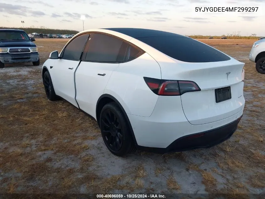 2021 Tesla Model Y Long Range Dual Motor All-Wheel Drive VIN: 5YJYGDEE4MF299297 Lot: 40696059