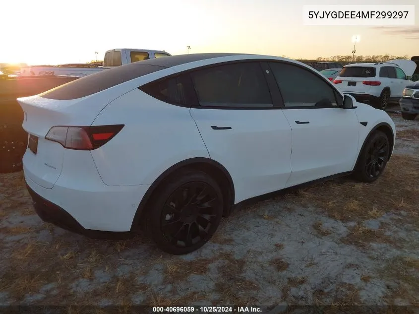 2021 Tesla Model Y Long Range Dual Motor All-Wheel Drive VIN: 5YJYGDEE4MF299297 Lot: 40696059