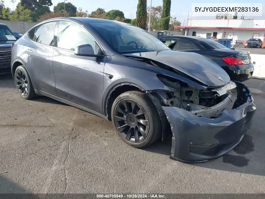 2021 Tesla Model Y Long Range Dual Motor All-Wheel Drive VIN: 5YJYGDEEXMF283136 Lot: 40705549