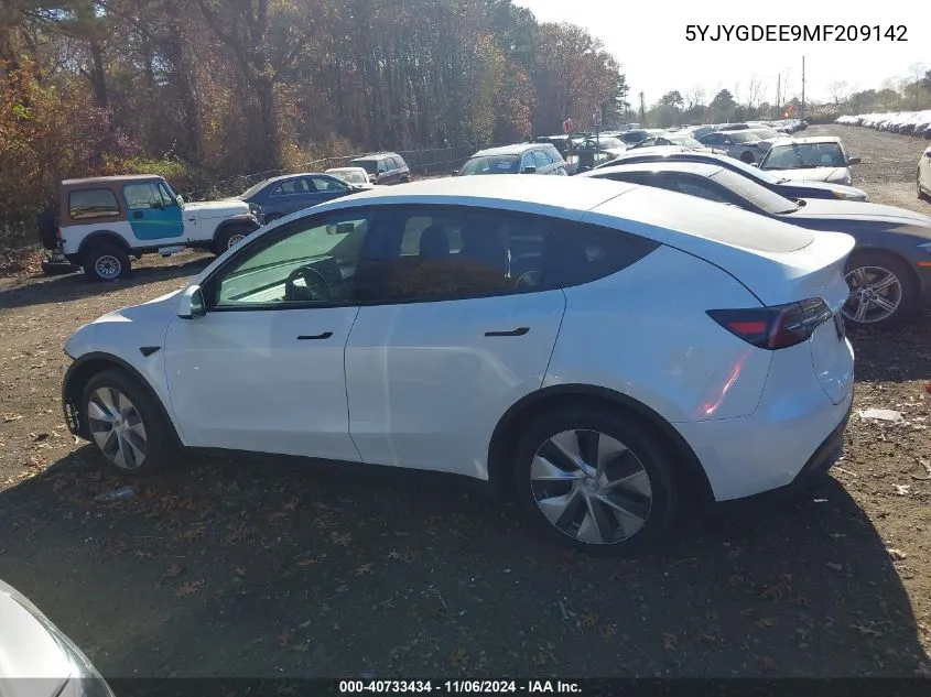 2021 Tesla Model Y Long Range Dual Motor All-Wheel Drive VIN: 5YJYGDEE9MF209142 Lot: 40733434