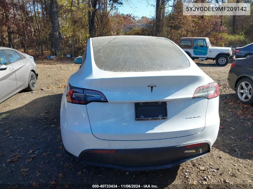 2021 Tesla Model Y Long Range Dual Motor All-Wheel Drive VIN: 5YJYGDEE9MF209142 Lot: 40733434