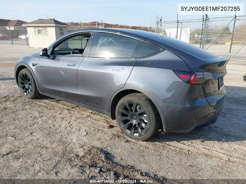 2021 Tesla Model Y Long Range Dual Motor All-Wheel Drive VIN: 5YJYGDEE1MF207255 Lot: 40734082