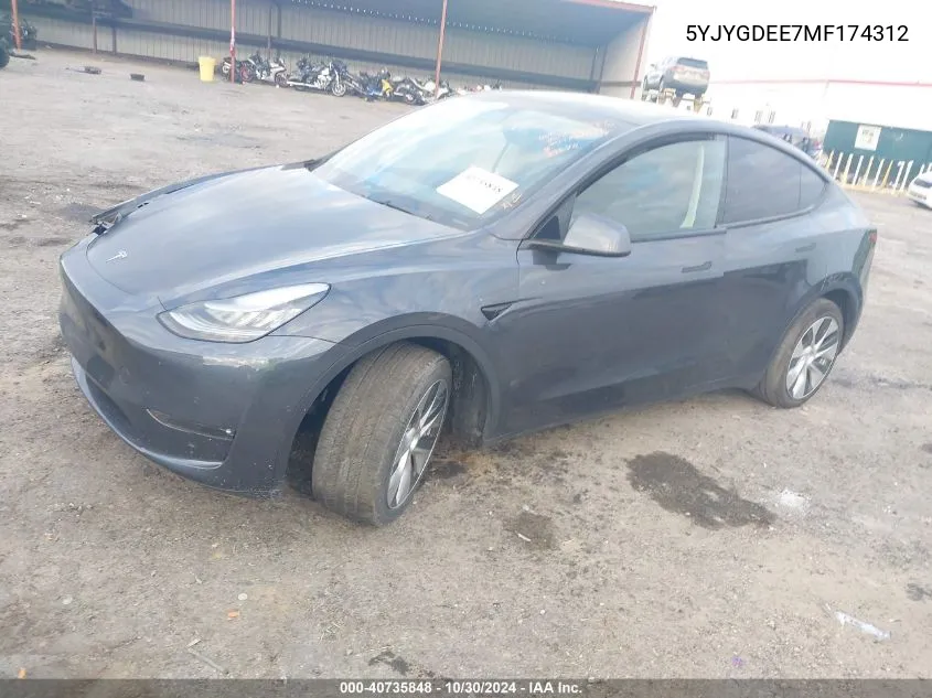 2021 Tesla Model Y Long Range Dual Motor All-Wheel Drive VIN: 5YJYGDEE7MF174312 Lot: 40735848