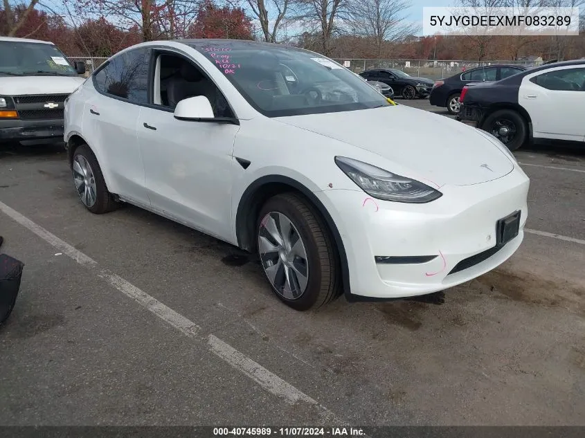 2021 Tesla Model Y Long Range Dual Motor All-Wheel Drive VIN: 5YJYGDEEXMF083289 Lot: 40745989