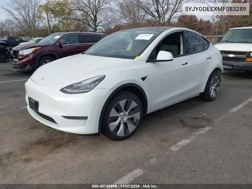 2021 Tesla Model Y Long Range Dual Motor All-Wheel Drive VIN: 5YJYGDEEXMF083289 Lot: 40745989