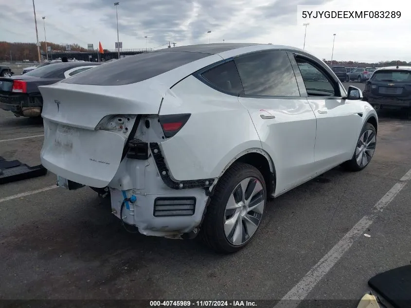 2021 Tesla Model Y Long Range Dual Motor All-Wheel Drive VIN: 5YJYGDEEXMF083289 Lot: 40745989