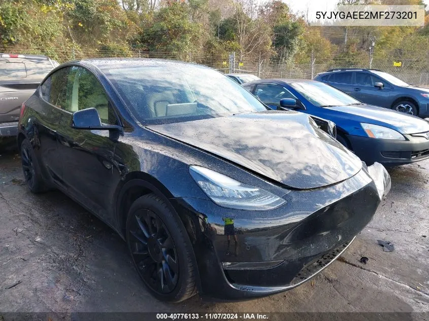 2021 Tesla Model Y Long Range Dual Motor All-Wheel Drive VIN: 5YJYGAEE2MF273201 Lot: 40776133