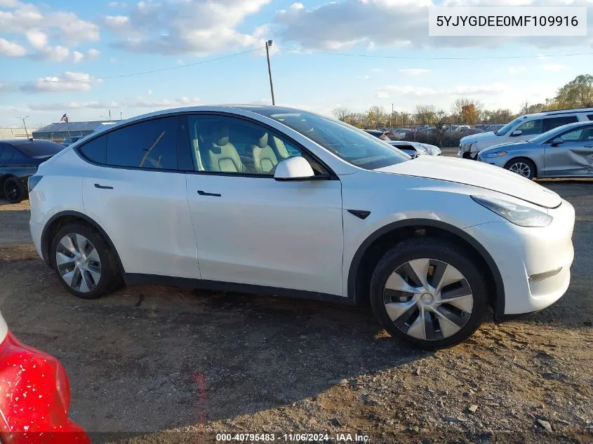 2021 Tesla Model Y Long Range Dual Motor All-Wheel Drive VIN: 5YJYGDEE0MF109916 Lot: 40795483