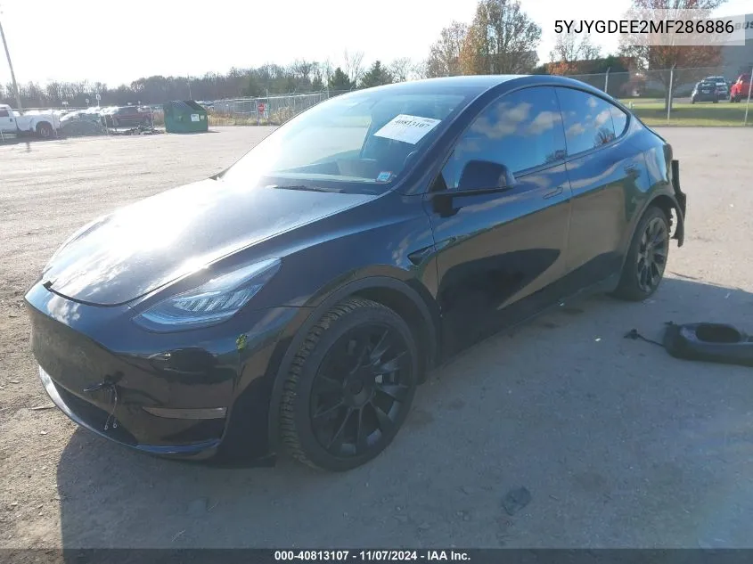 2021 Tesla Model Y Long Range Dual Motor All-Wheel Drive VIN: 5YJYGDEE2MF286886 Lot: 40813107