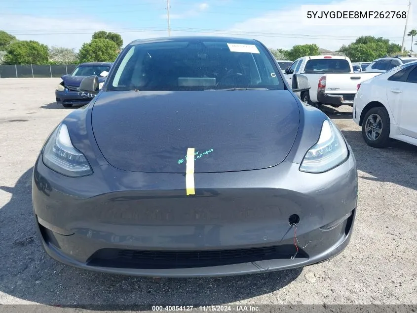 2021 Tesla Model Y Long Range Dual Motor All-Wheel Drive VIN: 5YJYGDEE8MF262768 Lot: 40854127