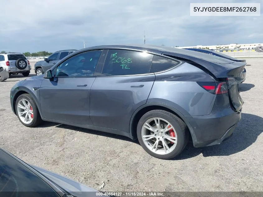 2021 Tesla Model Y Long Range Dual Motor All-Wheel Drive VIN: 5YJYGDEE8MF262768 Lot: 40854127